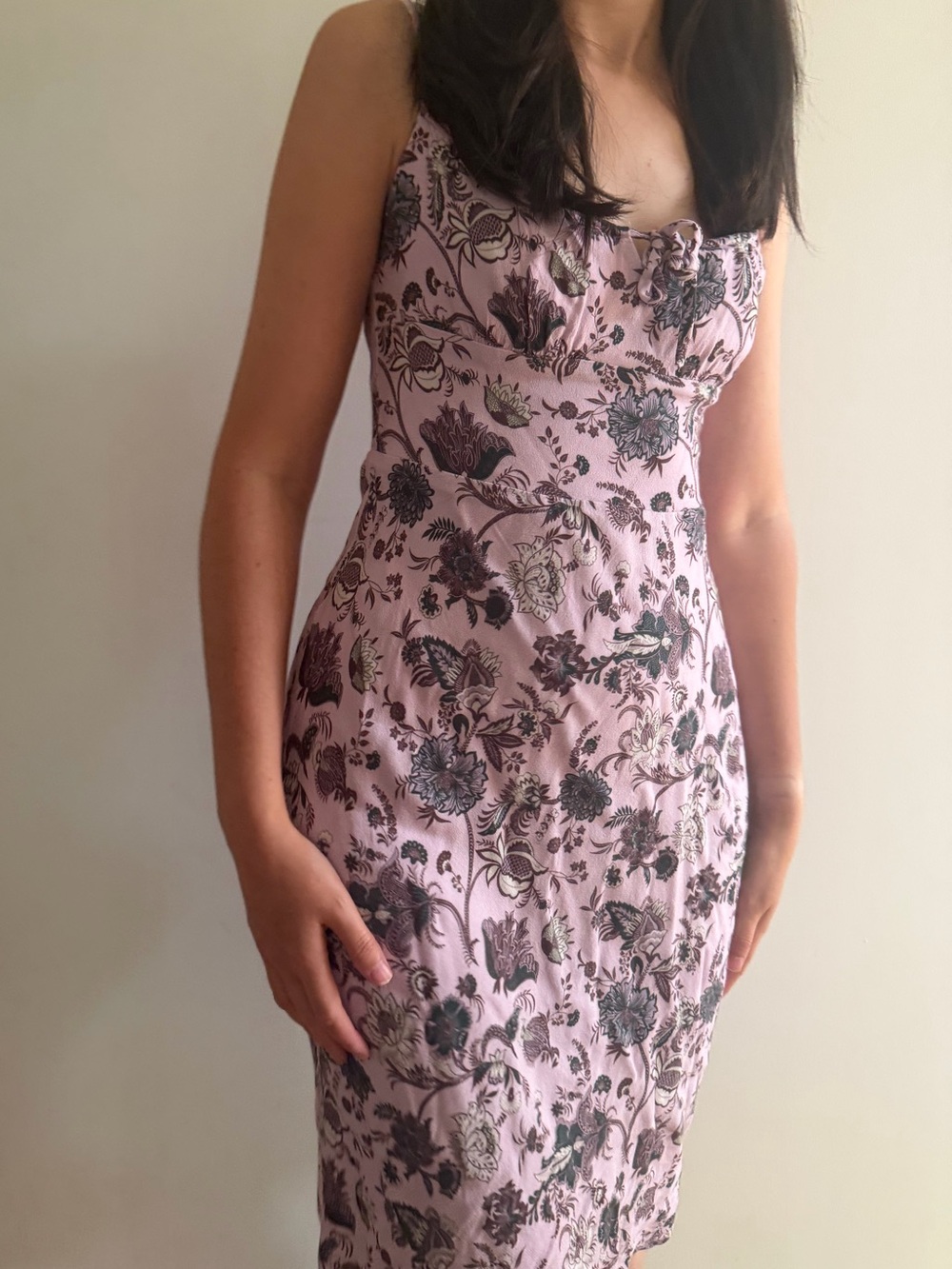 Aritzia Wilfred Bellow midi dress, Printed ruched-bodice, sleeveless - 6